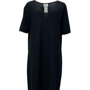 Marina Rinaldi Bergorf Goodman galena short sleeve knitted black midi dress sz M